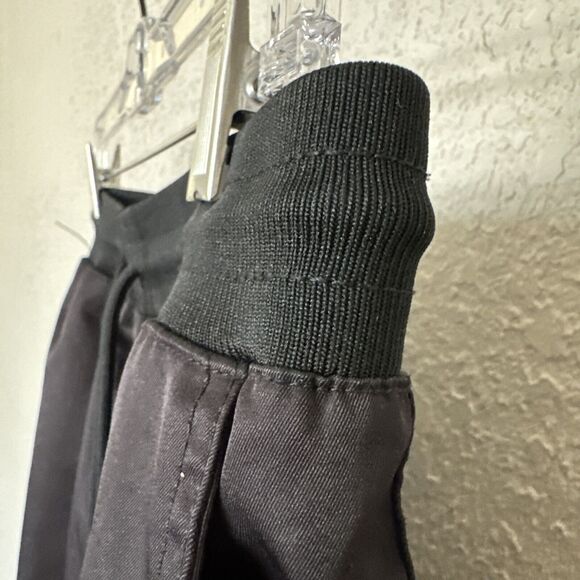 Black Jogger Pants Size M Flight Woven Elastic And Tie Waist Pockets Oversized - Picture 12 of 15